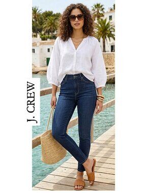 (3 for $30) J.CREW -  Cotton blend curvy 10" highrise skinny cut dark wash jeans